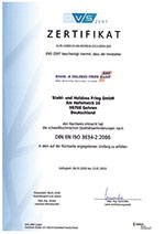 B+S Frieg GmbH - Zertifikat DIN EN ISO 3834-2:2006